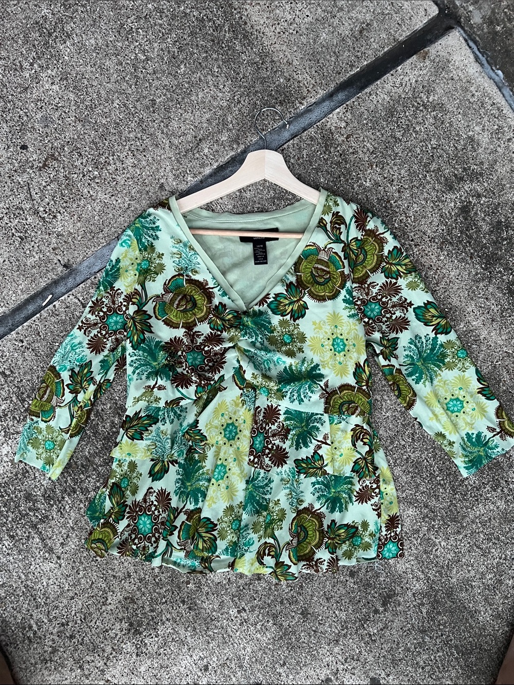Green Floral V-Neck Peplum Top - Women